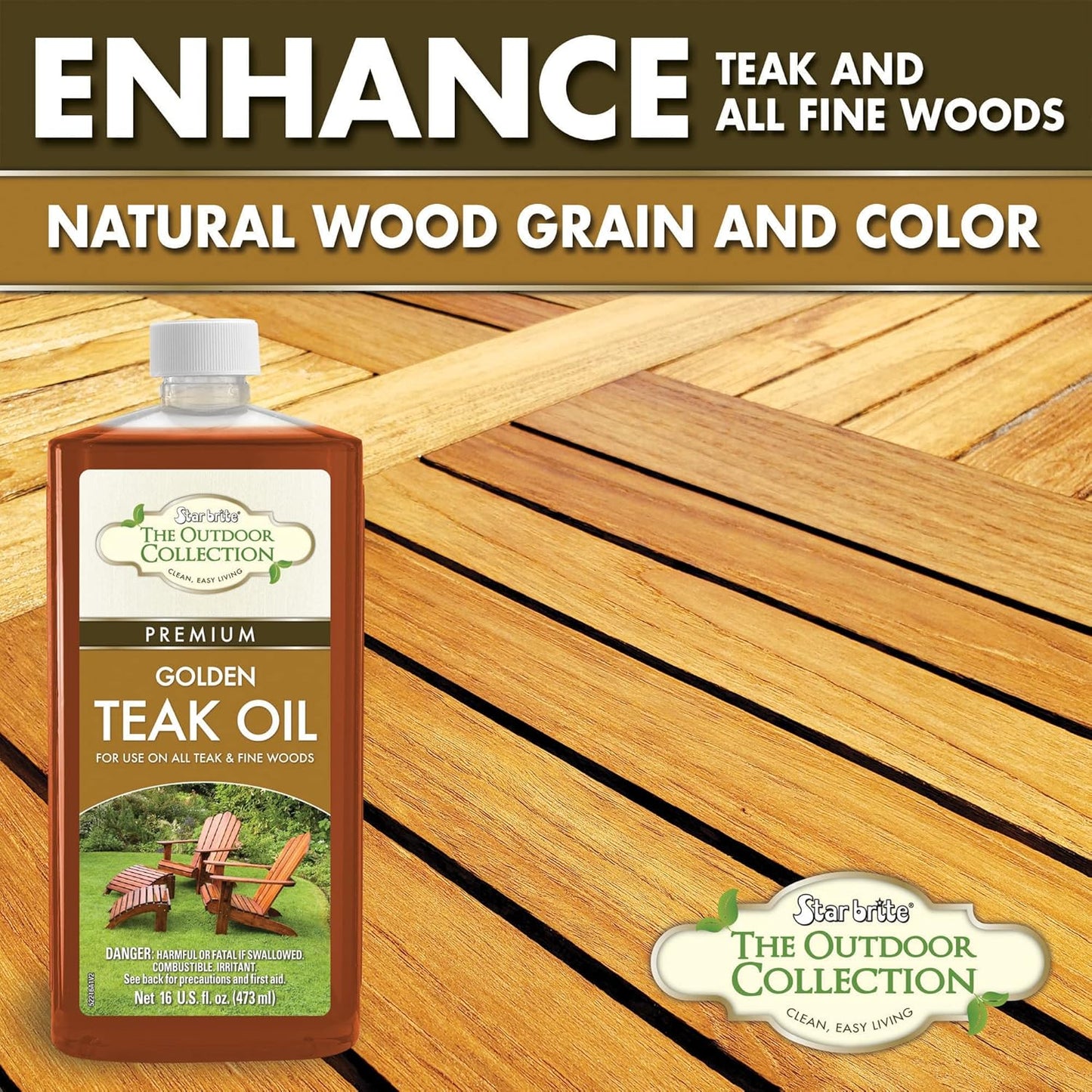 STAR BRITE Outdoor Collection Teak Cleaner & Brightener - One-Step Teak Restoration, Renew Weathered, Gray Teak for Refinishing or Oiling - 32 OZ Spray