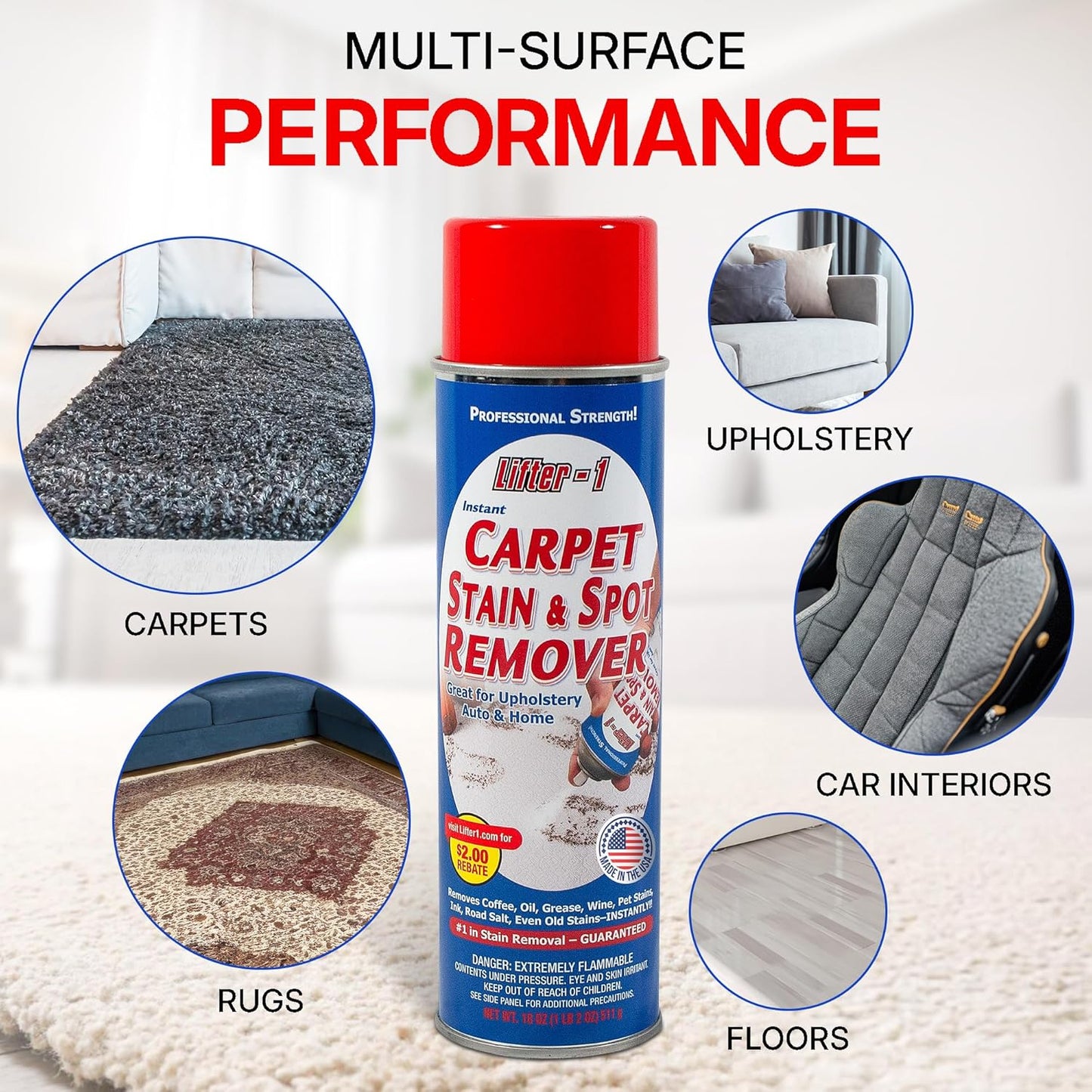 Carpet Spot Remover, Stain and Red wine Remover and Spot Treatment for Oil, Grease, Urine, Cleaning Performance for Rugs, Upholstery, Fabrics Pack of 1