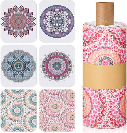 Redbaker 30 Pcs Reusable Paper Towels Rolls Kitchen Towels Bulk Washable Paperless Cloth Cotton Hand Napkins with Cardboard Reusable Napkins for Kitchen Bathroom(Floral,10 x 12 in)