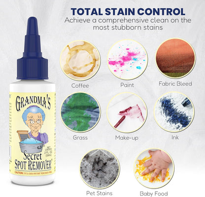 Grandma's Secret Spot Remover Laundry Spray - Chlorine, Bleach and Toxin-Free for Clothes - Fabric Stain Remover Removes Oil, Paint, Blood and Pet Stains - 16 oz & 2 oz Combo, DuoPack