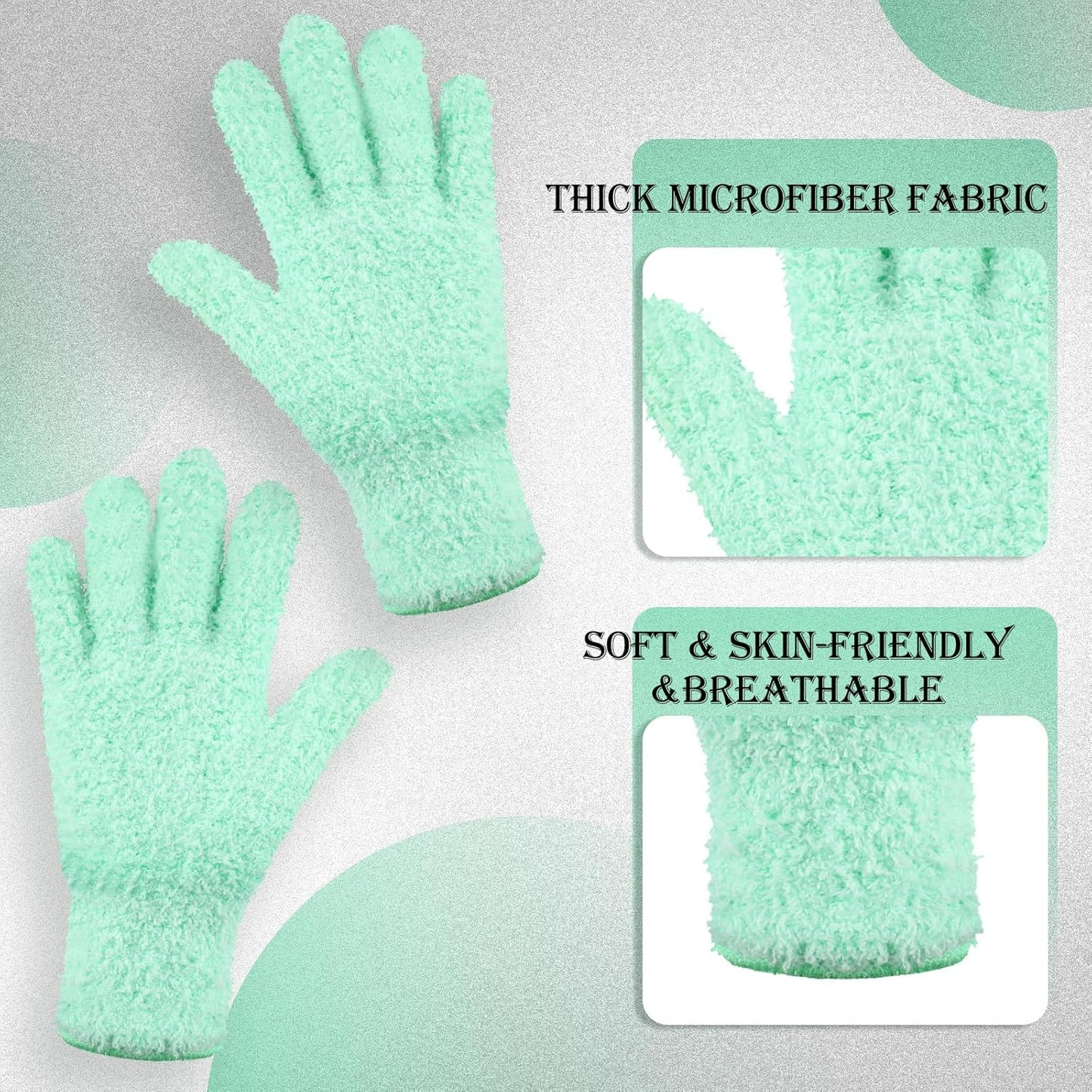 Patelai 3 Pairs Microfiber Plant Dusting Gloves Leaf Cleaning Gloves for Indoor Plants, Blinds, Furniture, House (Green Yellow,Blue,Pink,Medium)