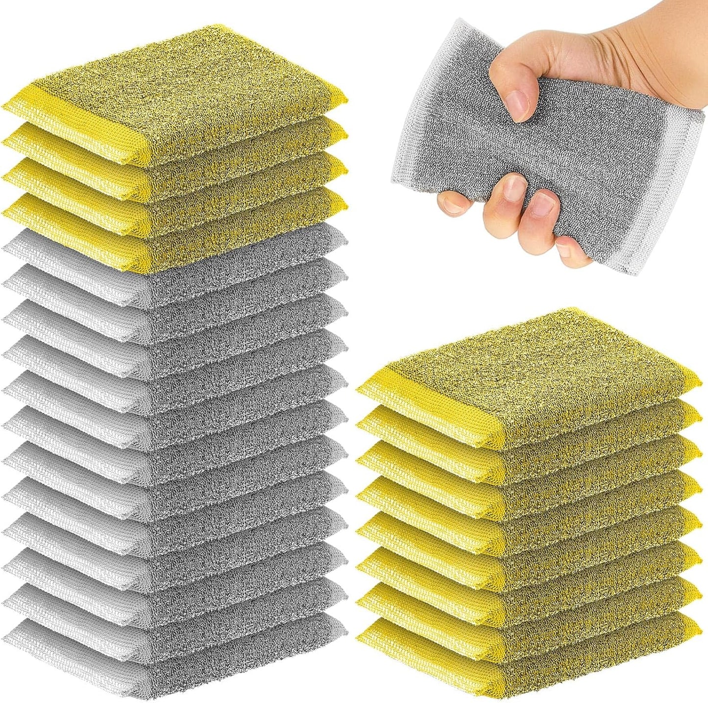 Thyle 36 Pack Steel Scrub Sponges for Dishes Non Scratch Scouring Multi Use Metal Scrubber Heavy Duty Dish Wash Kitchen Sponge for Pot Dish Washing Hard Surface Cleaning (Gray)
