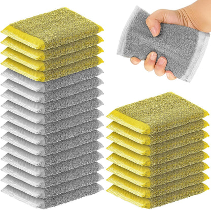 Thyle 36 Pack Steel Scrub Sponges for Dishes Non Scratch Scouring Multi Use Metal Scrubber Heavy Duty Dish Wash Kitchen Sponge for Pot Dish Washing Hard Surface Cleaning (Gray)