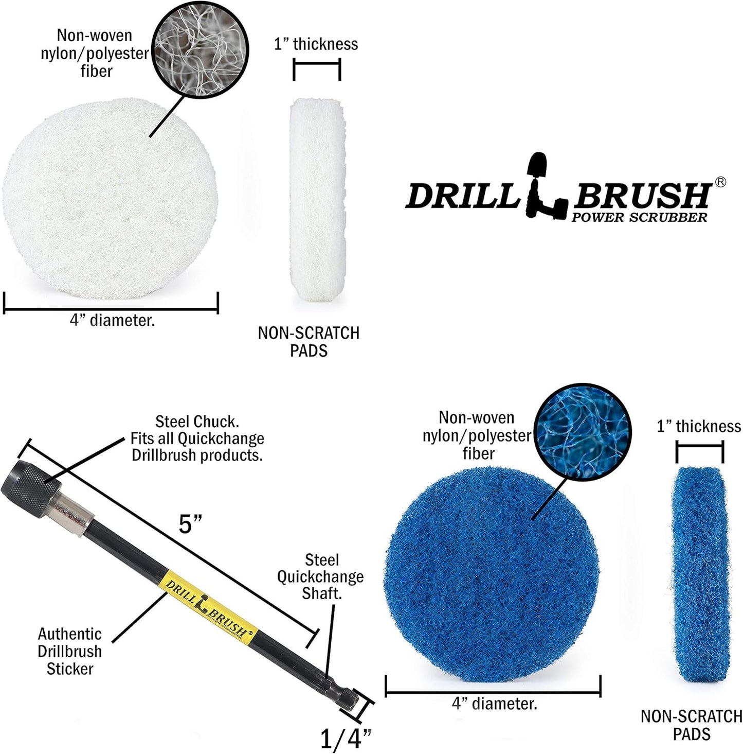 Drill Scrubber - Drill Brush Power Scrubber Pads - Bathroom - Drill Pad Attachments - Cleaning Pads - Shower Door - Baseboard - Bathroom Sink - Shower Cleaner - Flooring - Hard Water Stain Remover