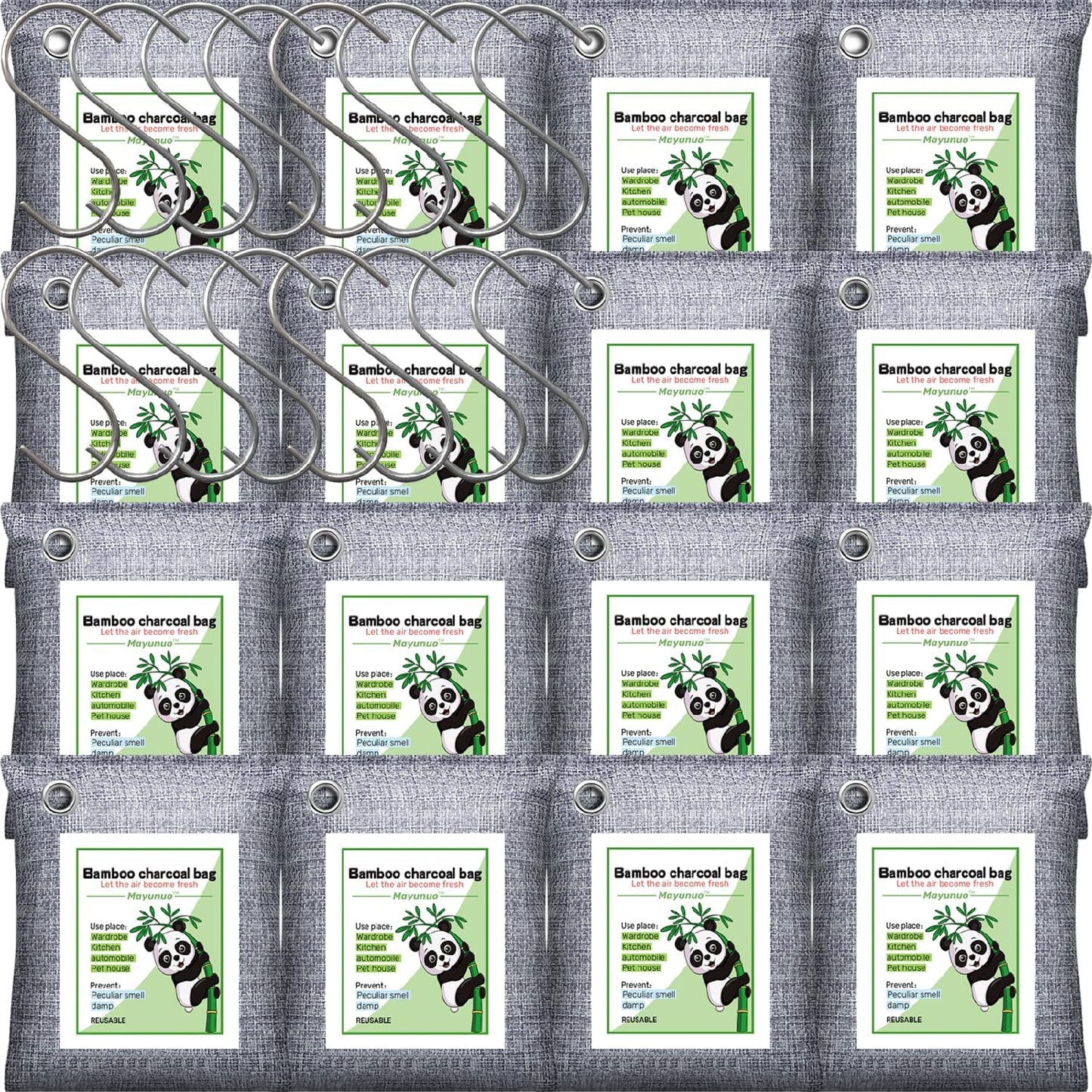 Activated Charcoal Odor Absorber for Strong Odor, Basement, Cars, Closets, Shoes, Smoke. 3 Pack Bamboo Charcoal Air Purifying Bags Deodorizer Odor Eliminator for Home