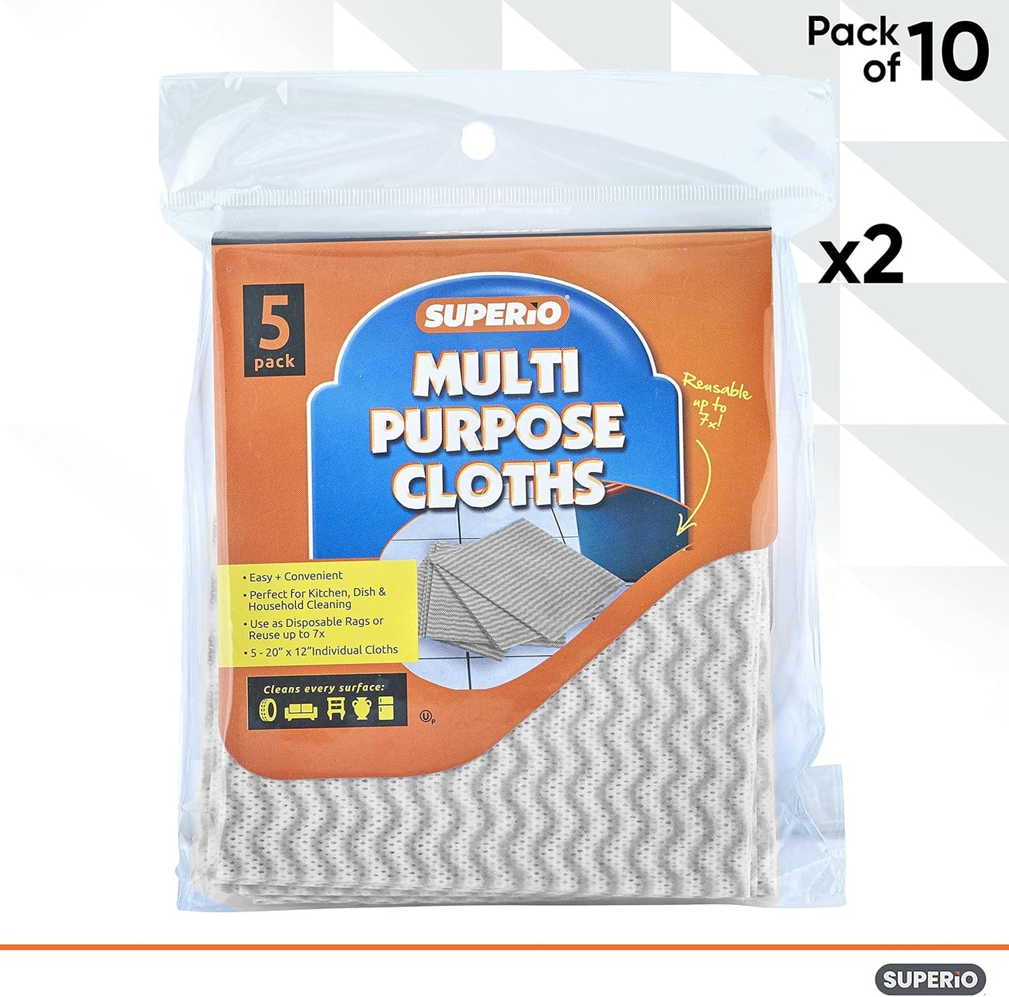 Superio Handy Wipes For Kitchen Multi-Purpose Heavy-Duty Reusable Cleaning cloth for house, Bathroom, and office. Disposable Dish Towel (60 Grey)