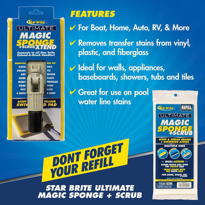 STAR BRITE Ultimate Magic Sponge - Boat Scuff Eraser Melamine Scrubber with Reinforced Core - 2 Pack (041000)
