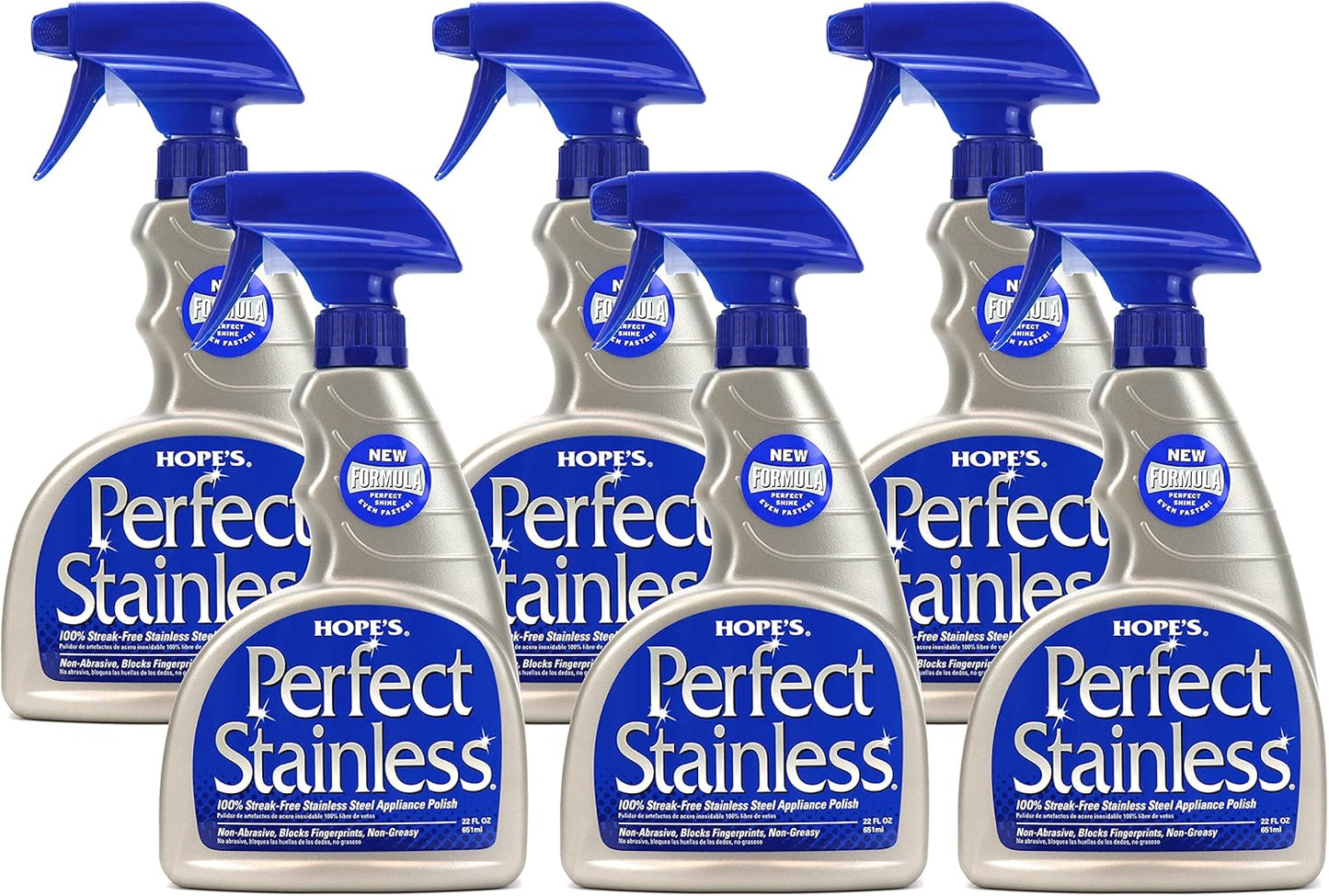 HOPE'S Perfect Stainless Steel Cleaner 22-Ounce, Streak-Free Self- Polishing Formula, Blocks Fingerprints, Pack of 2, 44 Fl Oz