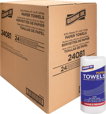 Genuine Joe Kitchen Paper Towels,11" x 4.5", 2-Ply, 170 Sheets/Roll, 30 Count