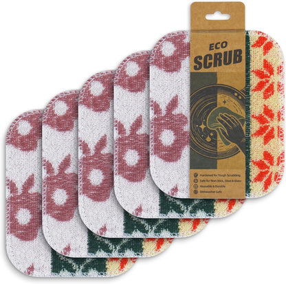 Amarelle GEN II Dish Washing Scrubbers (3-Pack), Made in Green Kitchen Scrubbers for Dishes, Non Scratch Pot & Pan Scrubber, Dual-Sided Heavy-Duty Scouring Pads, Reusable (Nordic Folk)