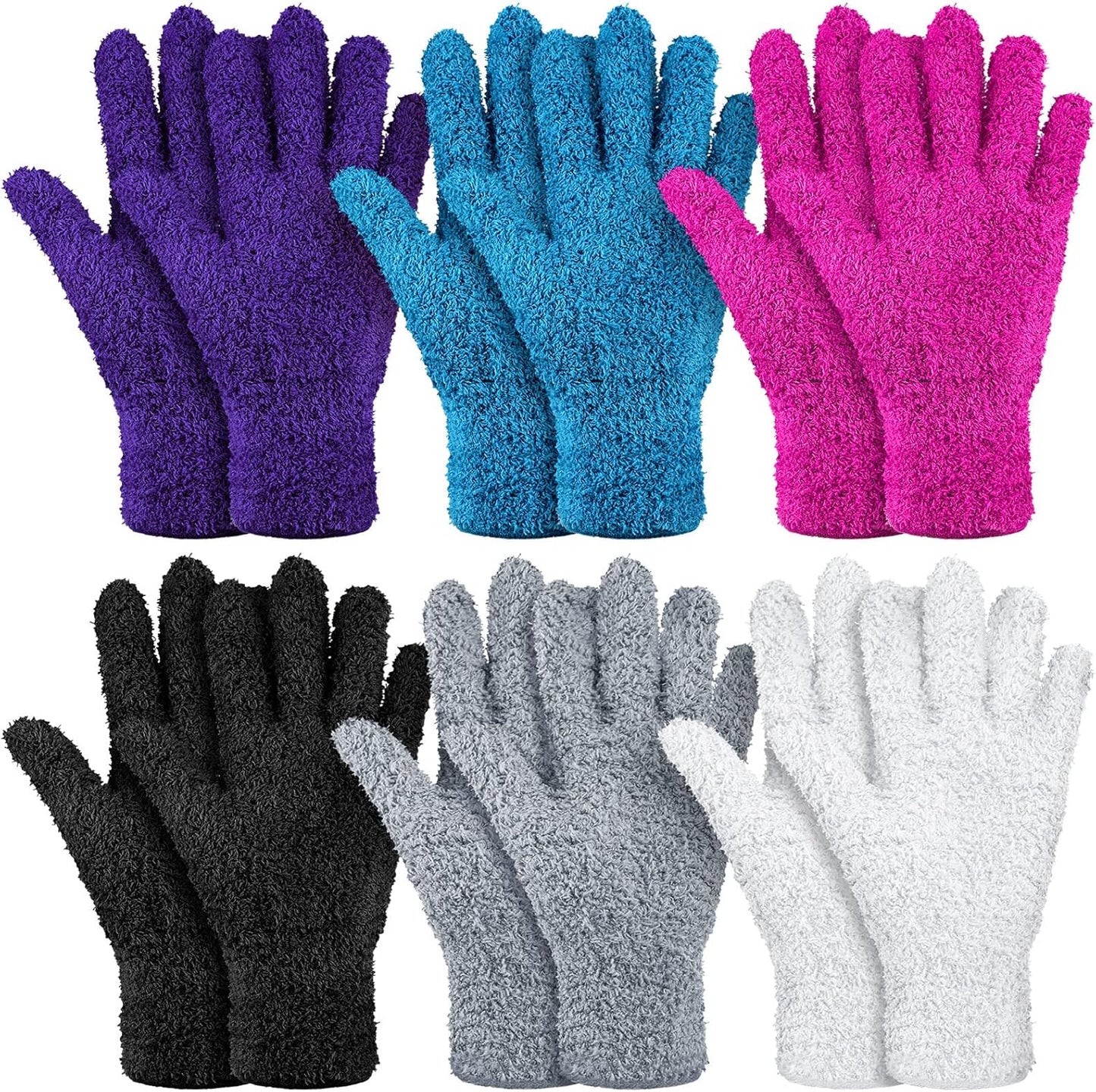 Bencailor 6 Pairs Microfiber Dusting Gloves, Dusting Cleaning Gloves Microfiber Gloves for Plants House Blinds Car Dust Mitt (Fresh Color,Medium)