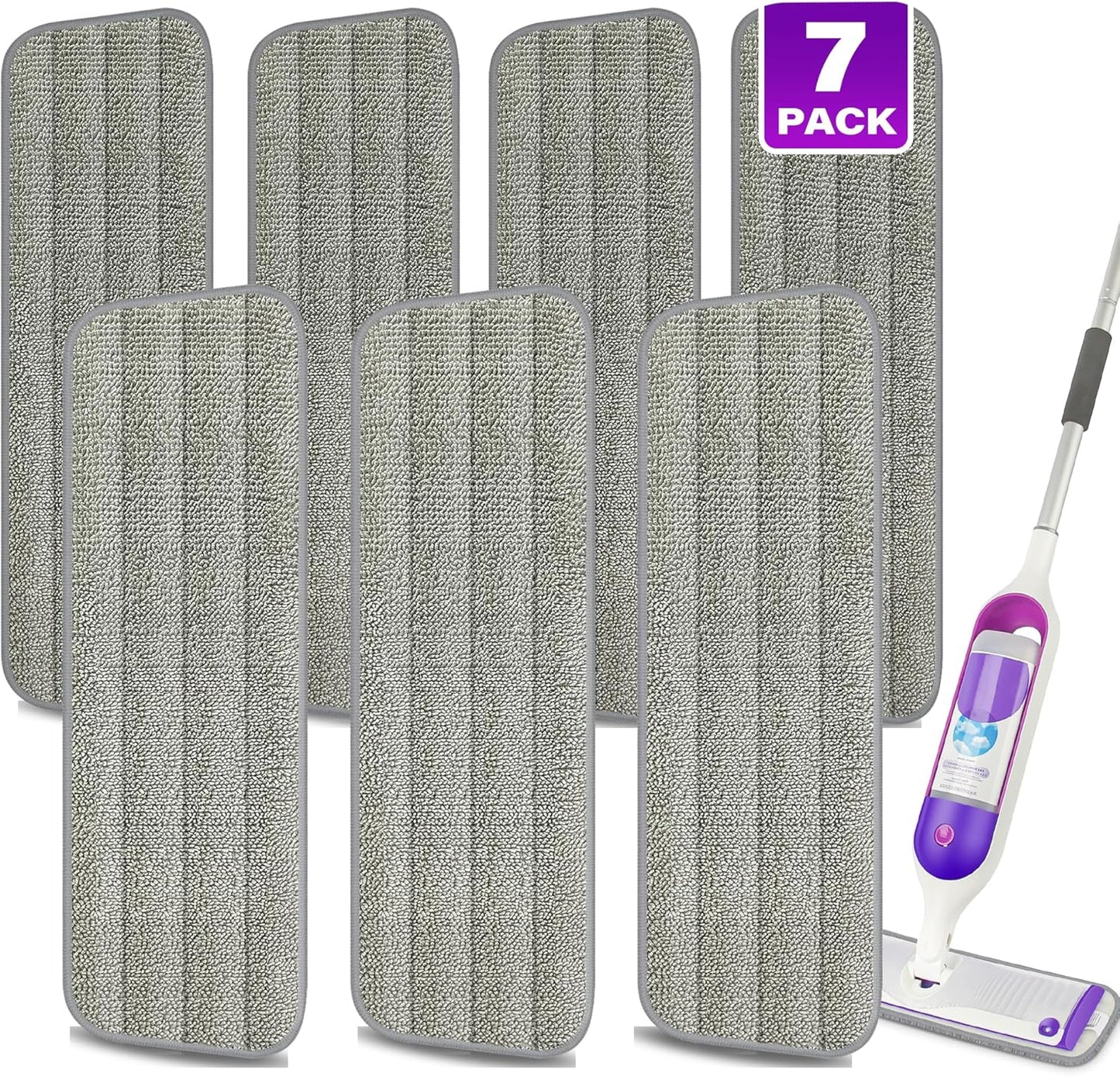 7 Count Reusable Mop Pads for Swiffer PowerMop -MEXERRIS Microfiber Wet Mops Refills PowerMop Pads Refills Machine Washable Hard Floor Mop Pads Replacement for 13''-15'' Spray Floor Mops