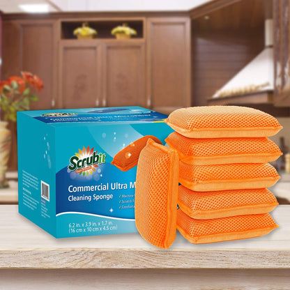 Miracle Microfiber Kitchen Sponge by Scrub-It - Non-Scratch Heavy Duty Dishwashing Cleaning sponges- Machine Washable - (Blue)