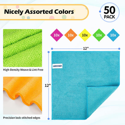 FIXSMITH Microfiber Cleaning Cloth - Pack of 8, Size: 12 x 16 in, Multi-Functional Cleaning Towels, Highly Absorbent Cleaning Rags, Lint-Free, Streak-Free Cleaning Cloths for Car Kitchen Home