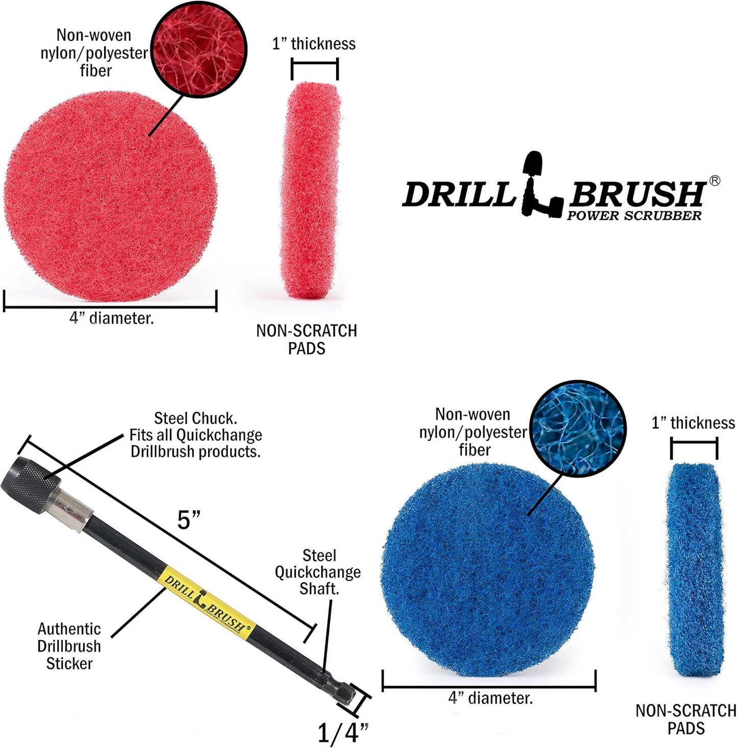 Drill Scrubber - Drill Brush Power Scrubber Pads - Bathroom - Drill Pad Attachments - Cleaning Pads - Shower Door - Baseboard - Bathroom Sink - Shower Cleaner - Flooring - Hard Water Stain Remover