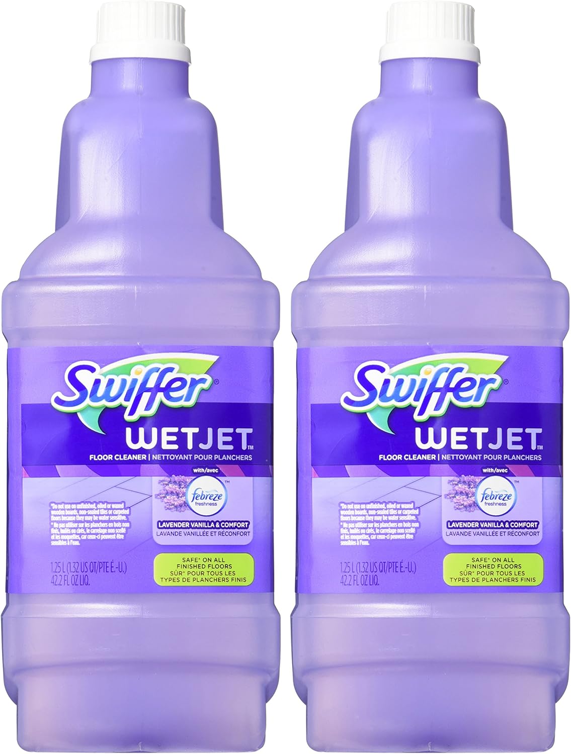 Swiffer WetJet Multi-Purpose and Hardwood Liquid Floor Cleaner Solution Refill, with Gain Scent, 42.2 fl oz each, (Pack of 2)