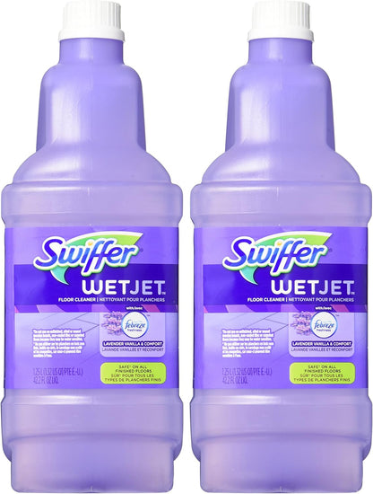 Swiffer WetJet Multi-Purpose and Hardwood Liquid Floor Cleaner Solution Refill, with Gain Scent, 42.2 fl oz each, (Pack of 2)