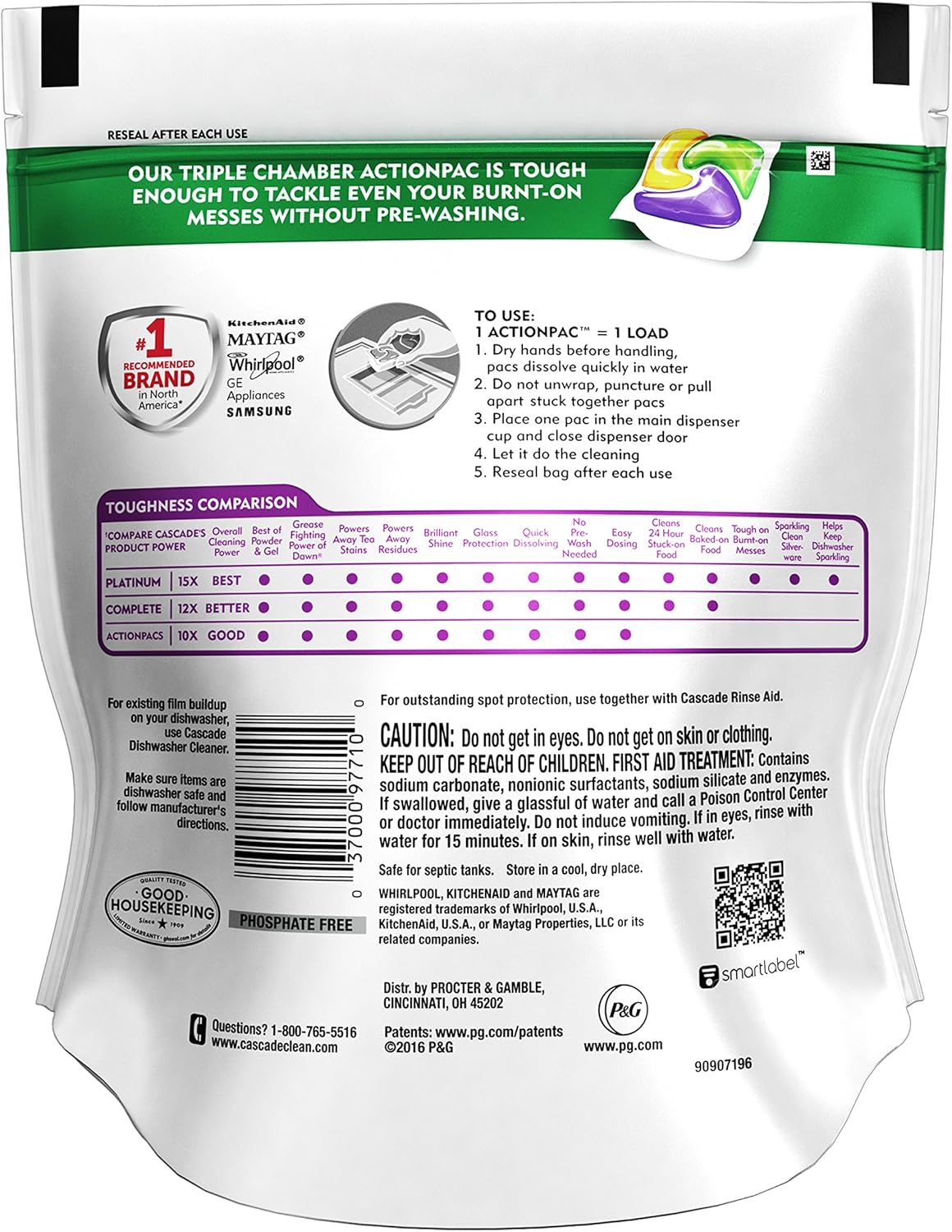 Cascade Platinum Power Boost Dishwasher Pods, Dishwasher Detergent, Dishwasher Soap, Dish Tabs, Dishwashing Tablets, Dish Detergent, Lemon, Actionpacs, 37 Count