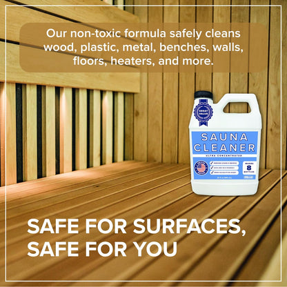 Tillbrook Sauna Cleaner - Makes 4 Gallons Concentrated Sauna Wood Cleaner - 32 oz All-Natural Cleaning Solution for Saunas - Safe for All Surfaces - Removes Grease, Sweat, & Dirt - Eucalyptus Scent