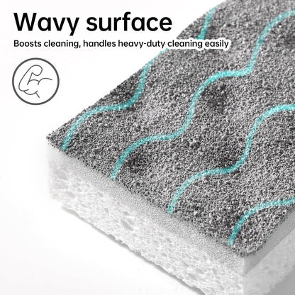 JOYMOOP Textured Clean Sponges, Dual-Sided Non-Scratch Soft Scrub Dish Sponge, Safe for Non-Stick Cookware, Kitchen and Household Cleaning, 12 Pack [Grey & White]