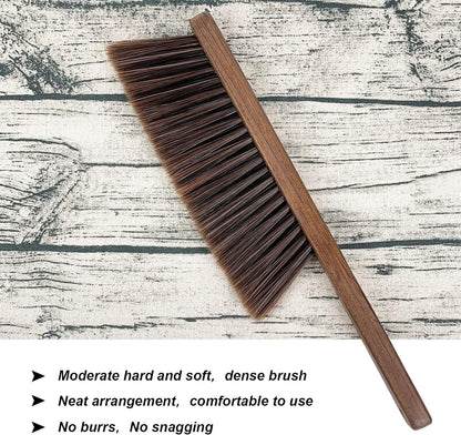 Hand Broom Cleaning Brushes-Soft Bristles Dusting Brush for Cleaning Car/Bed/Couch/Draft/Garden/Furniture/Clothes,Wooden Handle