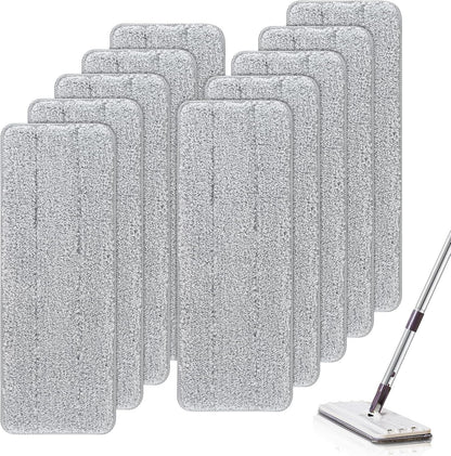 Microfiber Cleaning Pads: 10 Pack 13" X 4.9" Washable for Floor Cleaning Compatible with Tethys & Most 13 Inch Flat Mops - Replacement for Mop Bucket Set