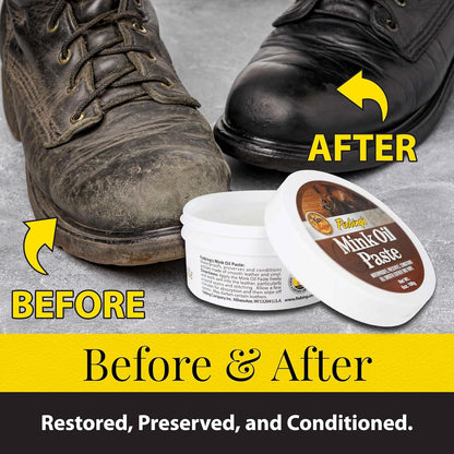 Fiebing's Mink Oil for Leather Boots (6 oz) - Leather Cleaner & Conditioner - Waterproof, Preserve, Soften All Smooth Leathercraft & Vinyl - Prevents Salt Stains - Use On Couch, Shoe, Purse & Belt