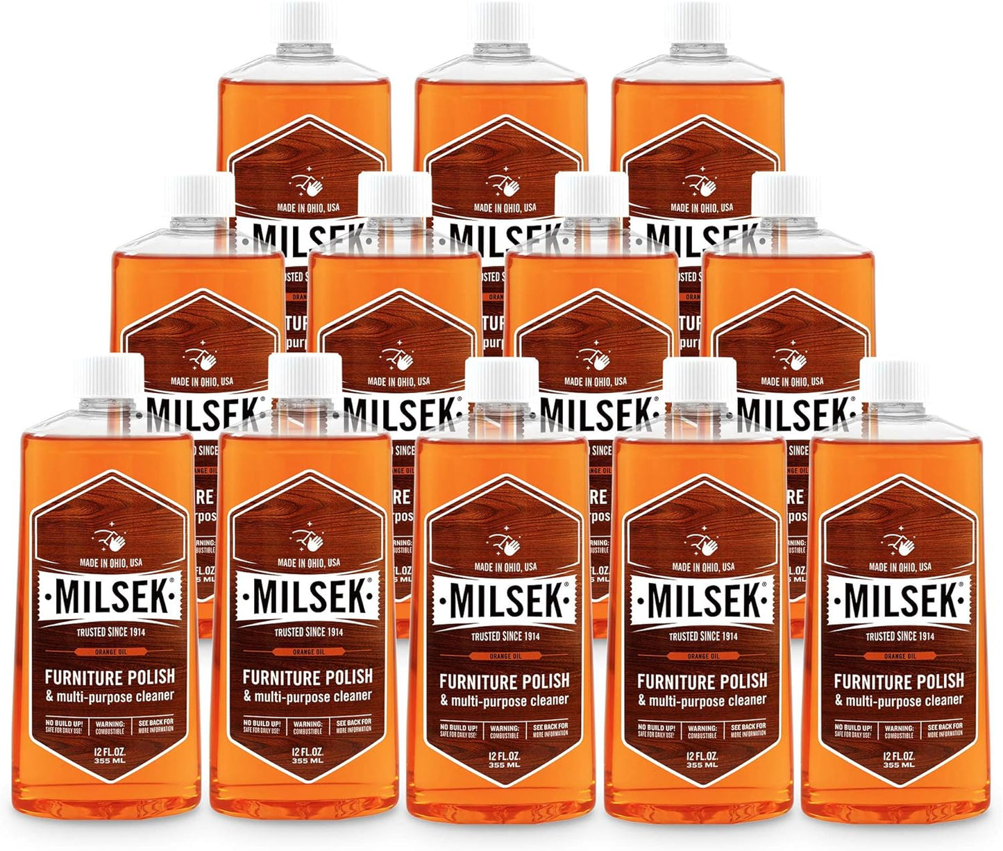 Milsek Furniture Polish and Wood Cleaner with Orange Oil - Multipurpose Cleaning Supplies for Home and Household from Hardwood Floors to Kitchen Cabinets- 12 Fl Oz (Pack of 1)