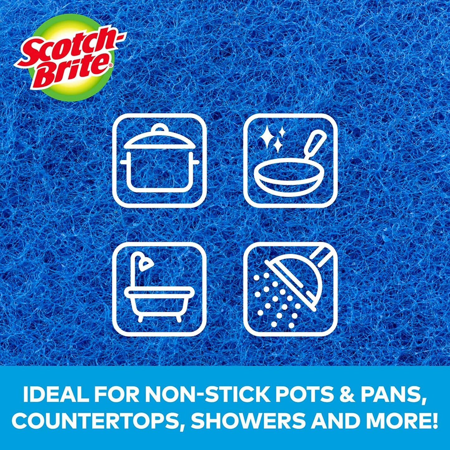 Scotch-Brite Zero Scratch Scouring Pad, Effective + Gentle Dish Scrubber for Household Cleaning, 3 Scrub Pads for Dishes, Nonstick Pots and Pans, Glass, Tubs, Showers, Reusable & Durable