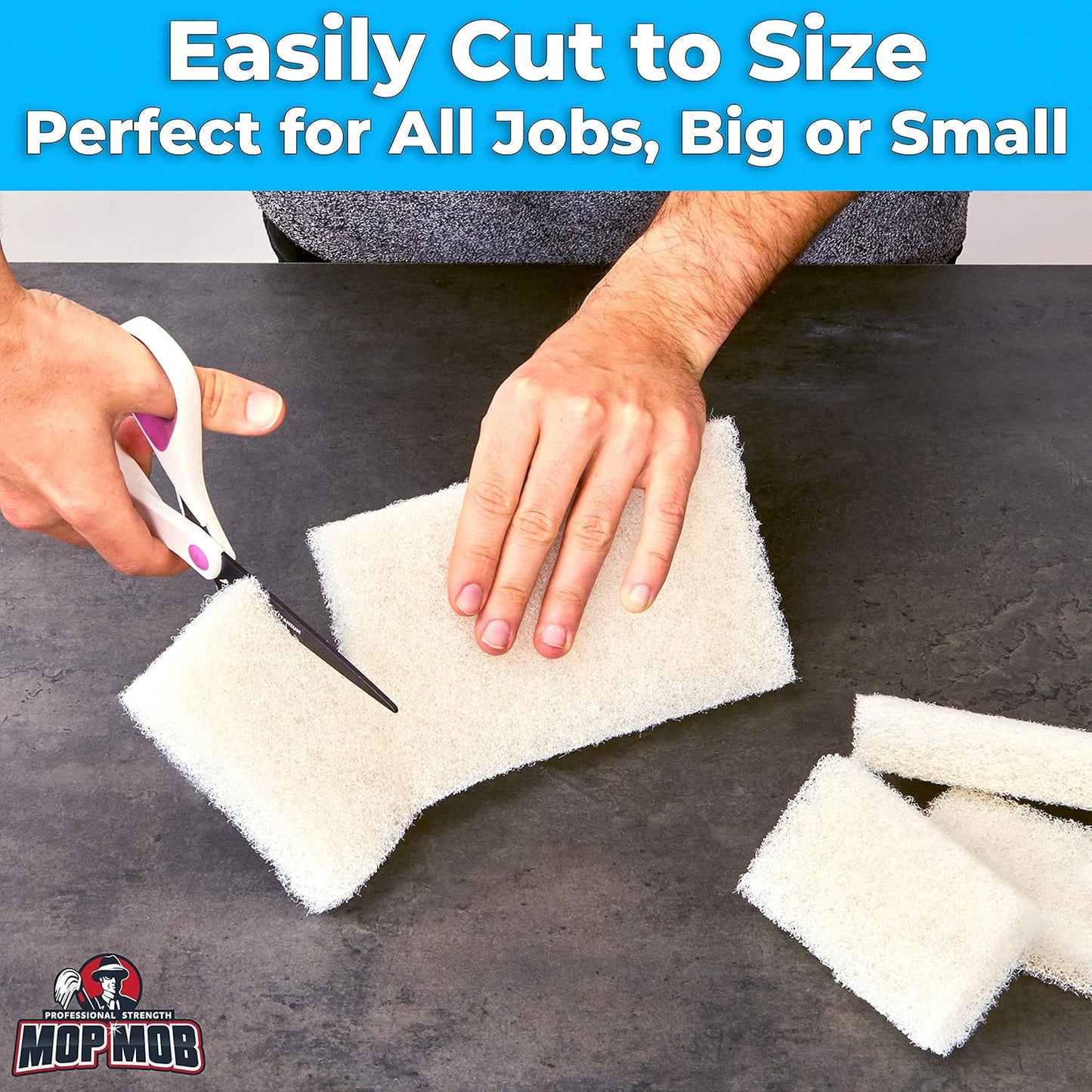 Non-Scratch, Super Long-Lasting Scrubbing Pad 5 pk, 10x4.5in. Best Reusable Multipurpose Scouring Sponge for Home Surfaces. Perfect Pro Grade Multi-Surface Scrubber Pads for Light-Duty Indoor Cleaning