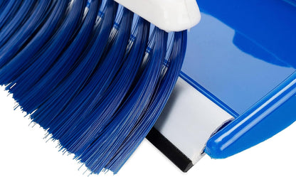 Camco Dust Pan with Whisk Broom-Whisk Broom Snaps into Dust Pan After Use|Hanger Hole for Convenient Storage|Excellent for Traveling,RVs,Campers Campsites,Dorm Rooms&More-(43945),Blue,1 Size