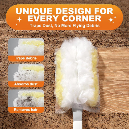 JOYMOOP Scented Telescopic Duster kit, 3FT Extendable Handle (Yellow) + 24 Yellow Refills for Swiffer Feather Duster,Easy Cleaning for Ceilings, Ceiling Fans, Blinds, Vents & Shelves