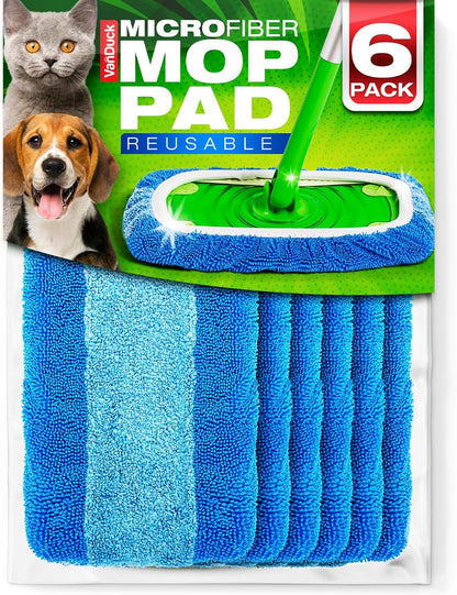VanDuck Reusable Mop Pads Compatible with Swiffer Sweeper (4-Pack) - Washable Microfiber Mop Pads for Wet & Dry Use - All Purpose Floor Mopping and Cleaning Product