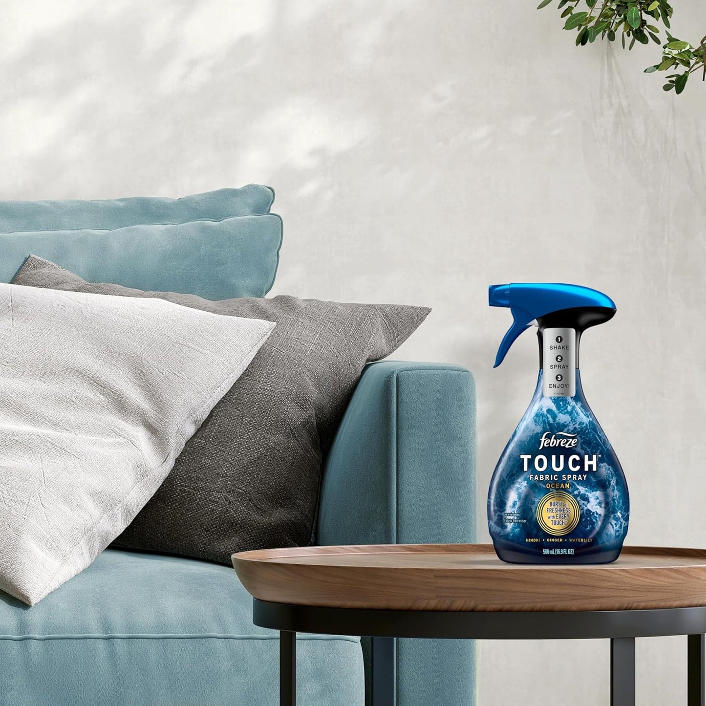 Febreze Touch Fabric Spray, Air Freshener, Odor-Fighting Fabric Refresher, Couch and Linen Spray, Sneaker Balls Alternative, Ocean and Mountain Scent, Multicolor, 16.9oz, 2ct