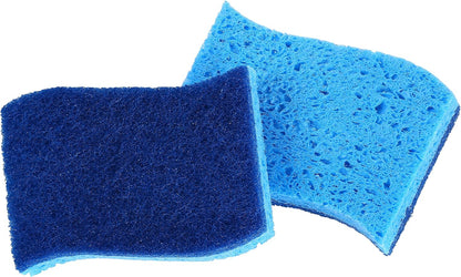 Non-Scratch Cellulose Sponge Kitchen Scrub Sponge with Scouring Pad Set, Good for Non-Stick Cookware Frying Pan, Pot, Counter Top, Sink Scrubbing, Kitchen Scrubbers, Pack of 2, (Red/Pink)