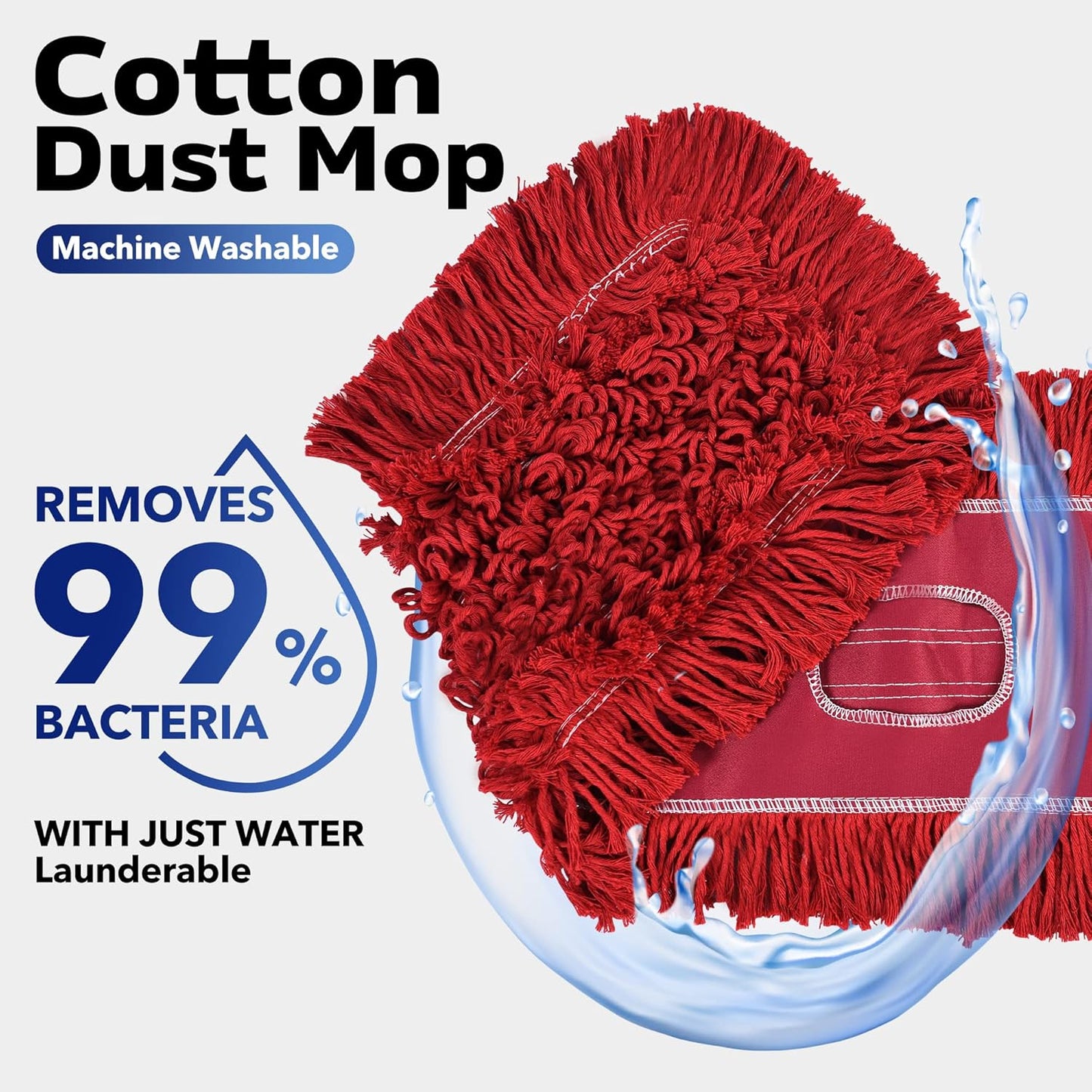Matthew Cleaning 24'' Industrial Strength Cotton Dust Mop Refill Washable Replacement Heads for Residential & Commercial Use Fit Standard Dust Mop Frames, Hardwood, Laminate, Concrete Floors 3 Pack