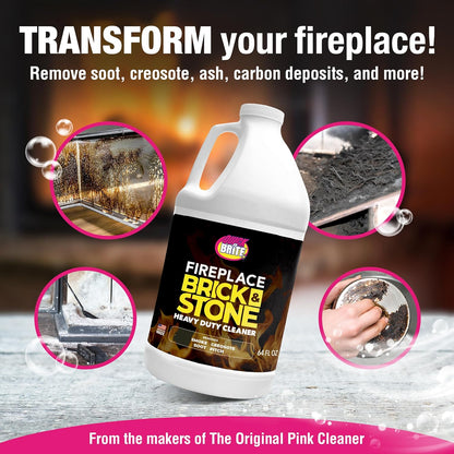 Quick 'n Brite Fireplace Gel Cleaner for Brick, Stone, Rock, Tile, and Marble, Nonabrasive Fireplace Cleaner, Made in the USA, 16 oz