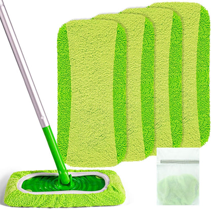 Reusable Mop Pads Compatible with Swiffer Sweeper Mop, Microfiber Dry Sweeping Cloths & Machine Washable Wet Pads Refill for Use on All Sealed Floors - Stone, Hardwood, Laminate & Tile (6 Blue)