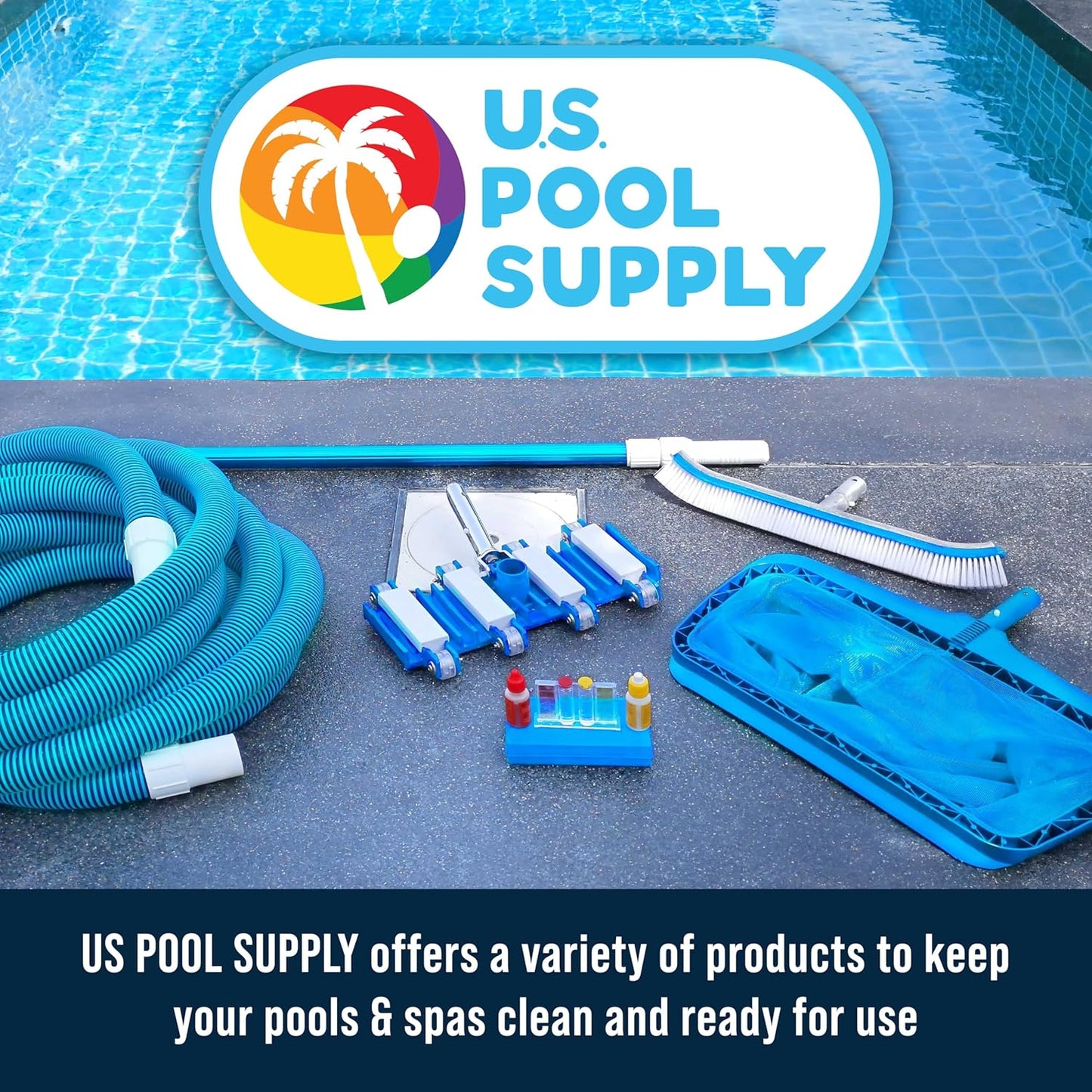 U.S. Pool Supply Hand-Held and Pool Pole Attachment Scrub Brushes - Surface Scrubbing Scouring Sponge Pads - Clean Pool Tile Grout Walls, Vinyl Liners, Spas, Remove Stains, Kitchen Bathroom Tub Shower