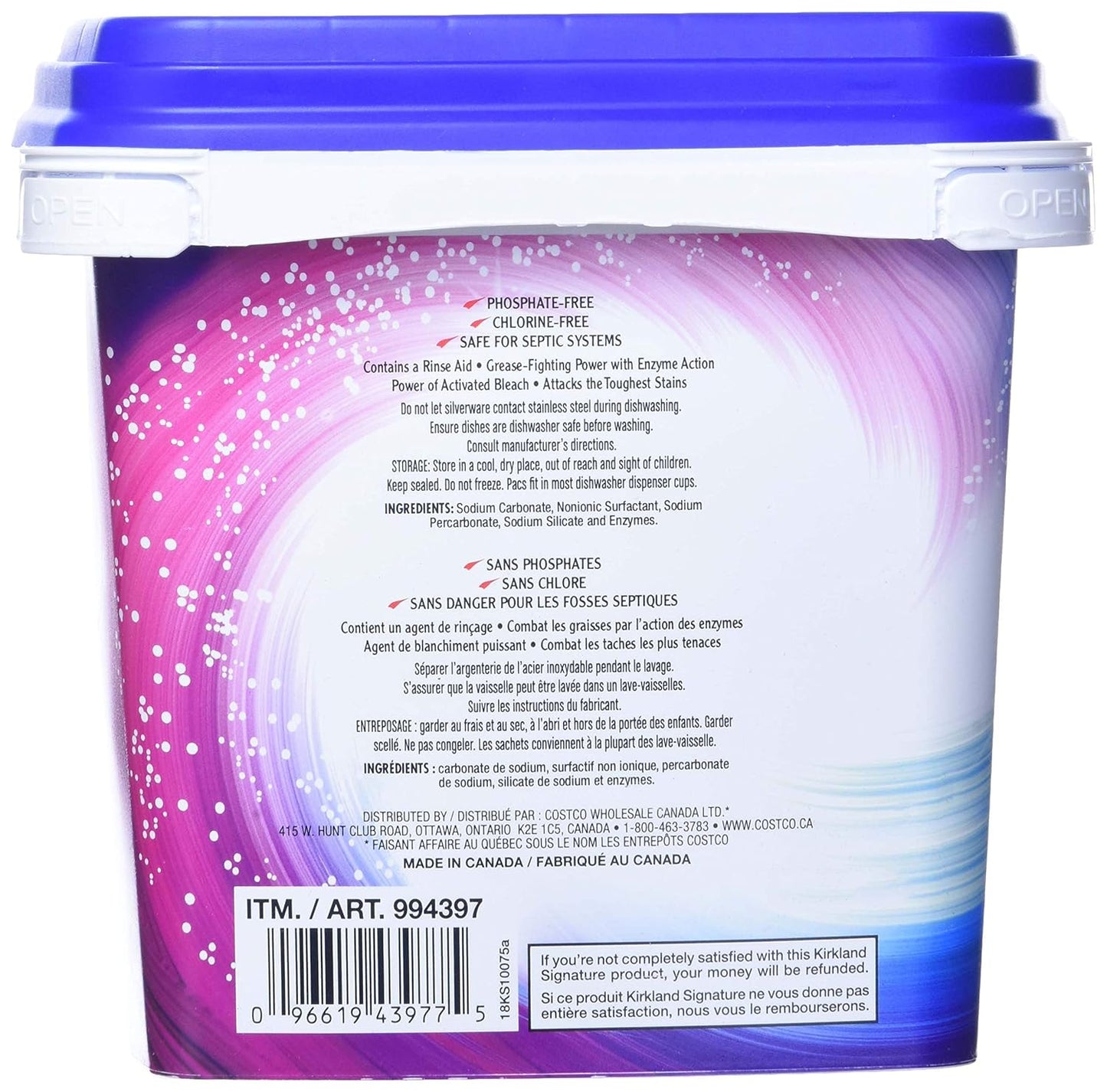 Kirkland Signature Easy to Use, Streak Free Premium Dishwasher Pacs, Automatic Dishwasher Detergent