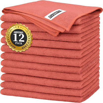 FIXSMITH Microfiber Cleaning Cloth - Pack of 8, Size: 12 x 16 in, Multi-Functional Cleaning Towels, Highly Absorbent Cleaning Rags, Lint-Free, Streak-Free Cleaning Cloths for Car Kitchen Home