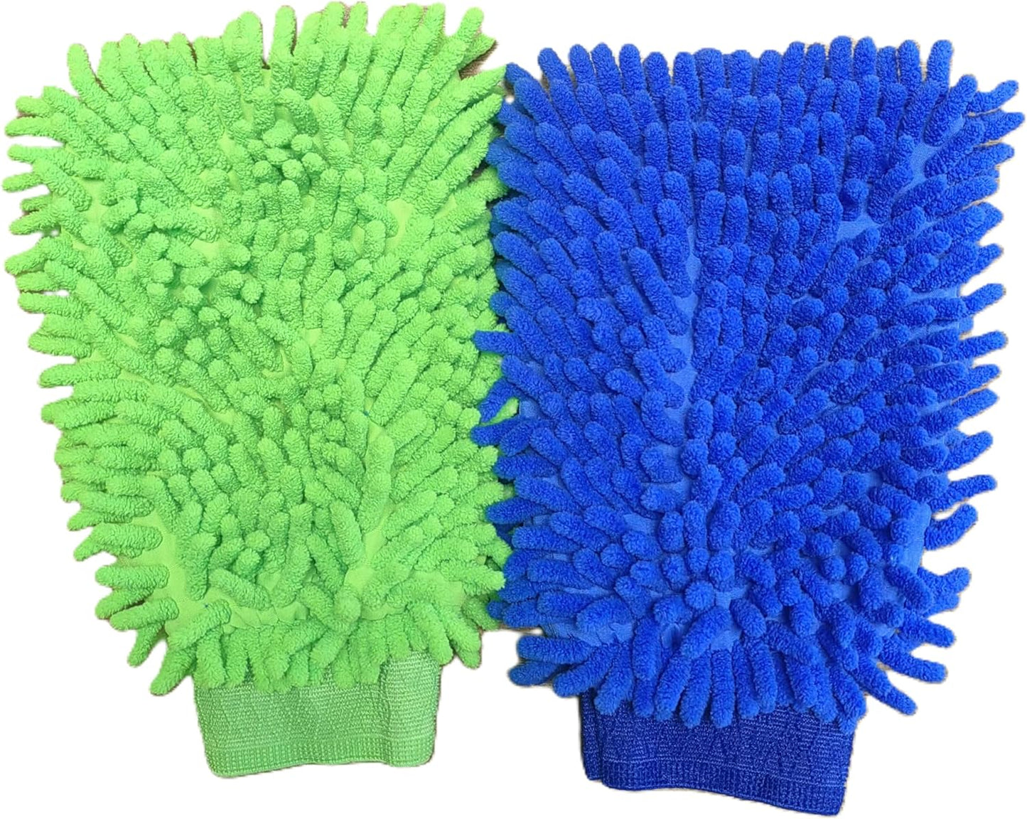House Cleaning and Car Washing Gloves, Home Dusting Microfiber Mitts, Wash Clean Polish Faster (2-Pack, Pink/Blue)