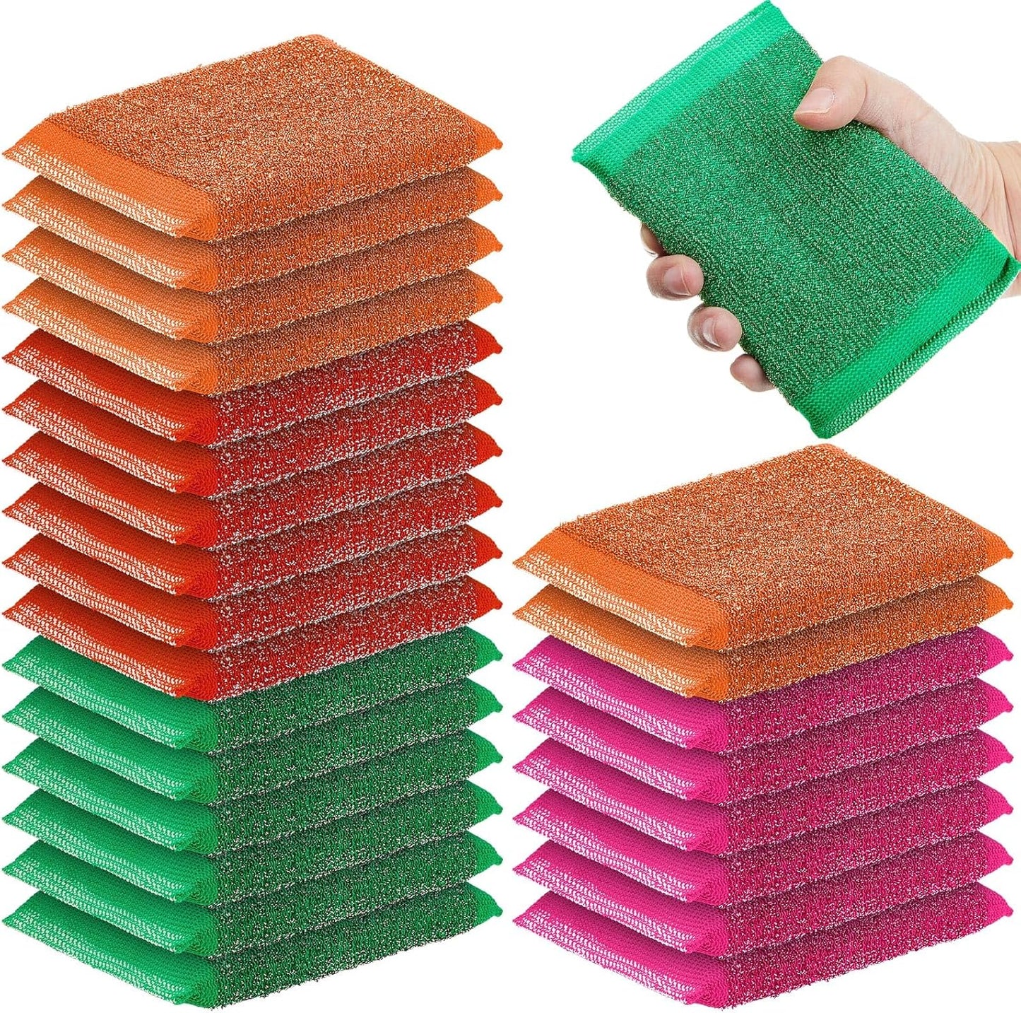 Thyle 36 Pack Steel Scrub Sponges for Dishes Non Scratch Scouring Multi Use Metal Scrubber Heavy Duty Dish Wash Kitchen Sponge for Pot Dish Washing Hard Surface Cleaning (Gray)