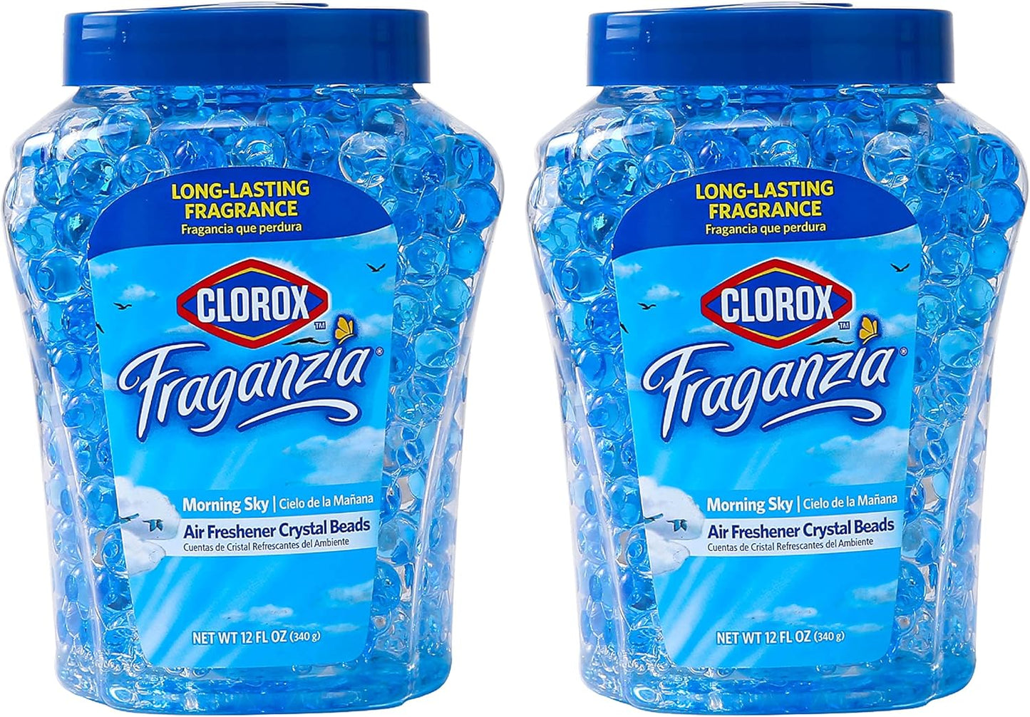 Clorox Fraganzia Crystal Beads Air Freshener, Long Lasting Room Deodorizer and Odor Eliminator Gel Beads to Freshen Home, Car, or Office, Lavender with Eucalyptus Scent, 12 Fl Oz