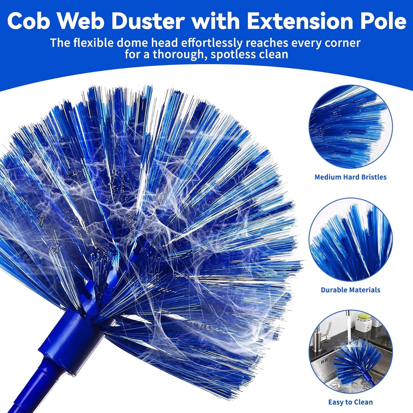 Dusters 6-in-1 Kit, Duster with Extension Pole 100 Inches, Dusters for Cleaning, Cobweb Duster, Microfiber Feather Gap Duster Cleaner for Fans, Blinds, Cars and Furniture