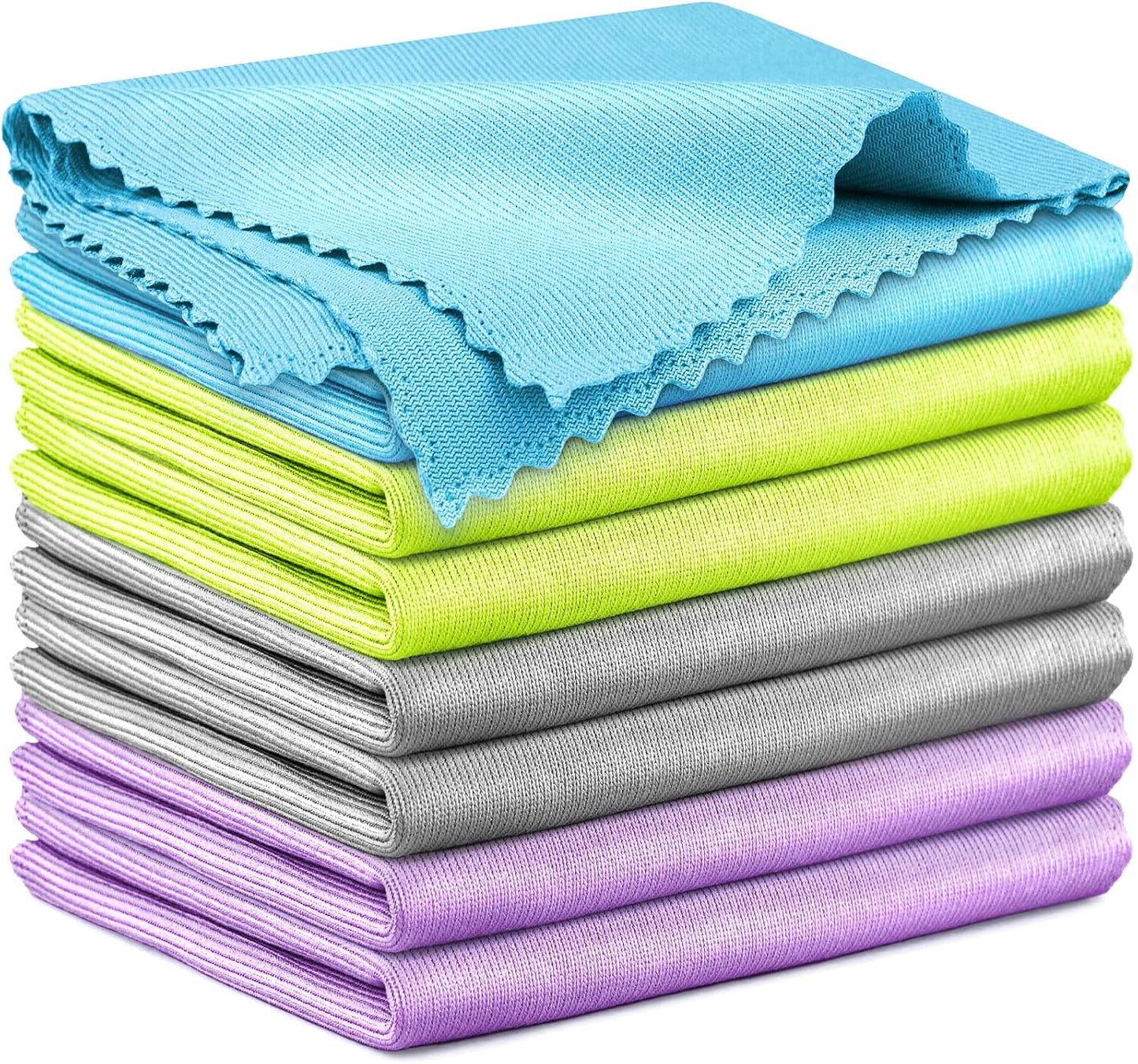 Glass Polishing Cloth Streak Free Miracle Cleaning Cloth Lint Free Microfiber Cleaning Rags for Glasses Kitchen Dish Mirrors Easy Clean, Pack of 6, 12" x 12"