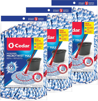 O-Cedar Genuine MicroTwist MAX Twist Mop Head Replacement | Machine Washable | Reusable | Microfiber Refill | Removes 99% of Bacteria