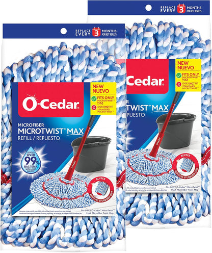 O-Cedar Genuine MicroTwist MAX Twist Mop Head Replacement | Machine Washable | Reusable | Microfiber Refill | Removes 99% of Bacteria