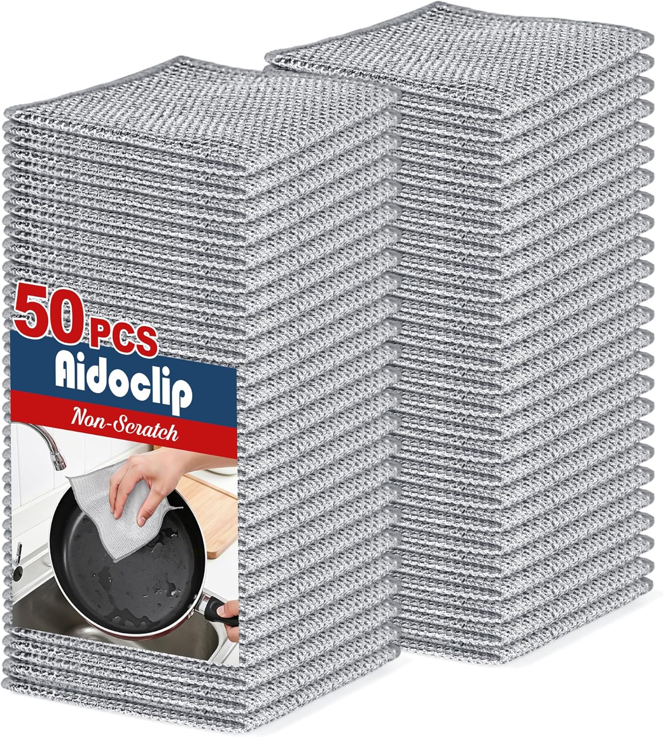 Aidoclip 10PCS Set Non-Scratch Steel Wool Dishcloth - Multi Purpose Wire Dishwashing Rags Kitchen Towels and Dishcloths Sets Durable Cleaning Pads Bathroom Home Essentials Cleaning Supplies Tools