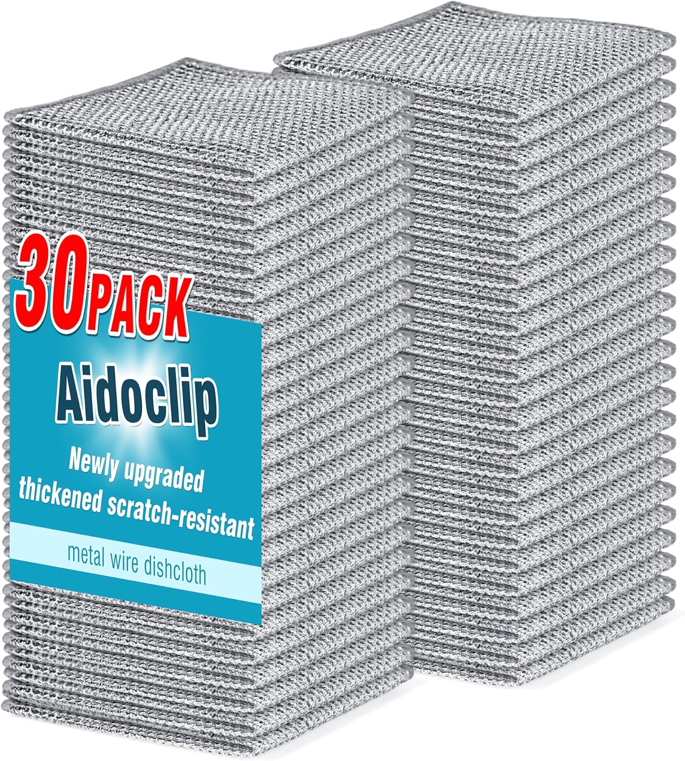 Aidoclip 10PCS Set Non-Scratch Steel Wool Dishcloth - Multi Purpose Wire Dishwashing Rags Kitchen Towels and Dishcloths Sets Durable Cleaning Pads Bathroom Home Essentials Cleaning Supplies Tools